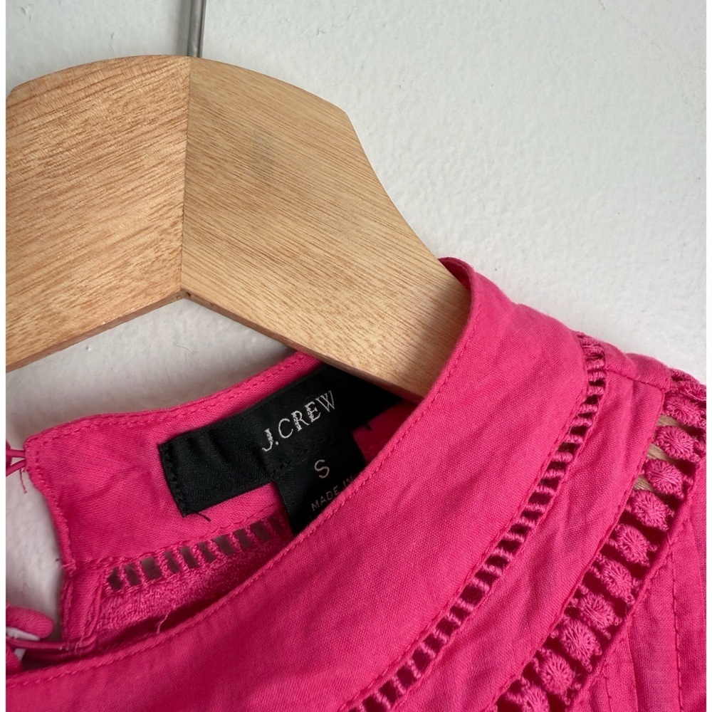 J. Crew Flutter-Sleeve Crocheted Lace Top Embroidered in Pink - Picture 6 of 7